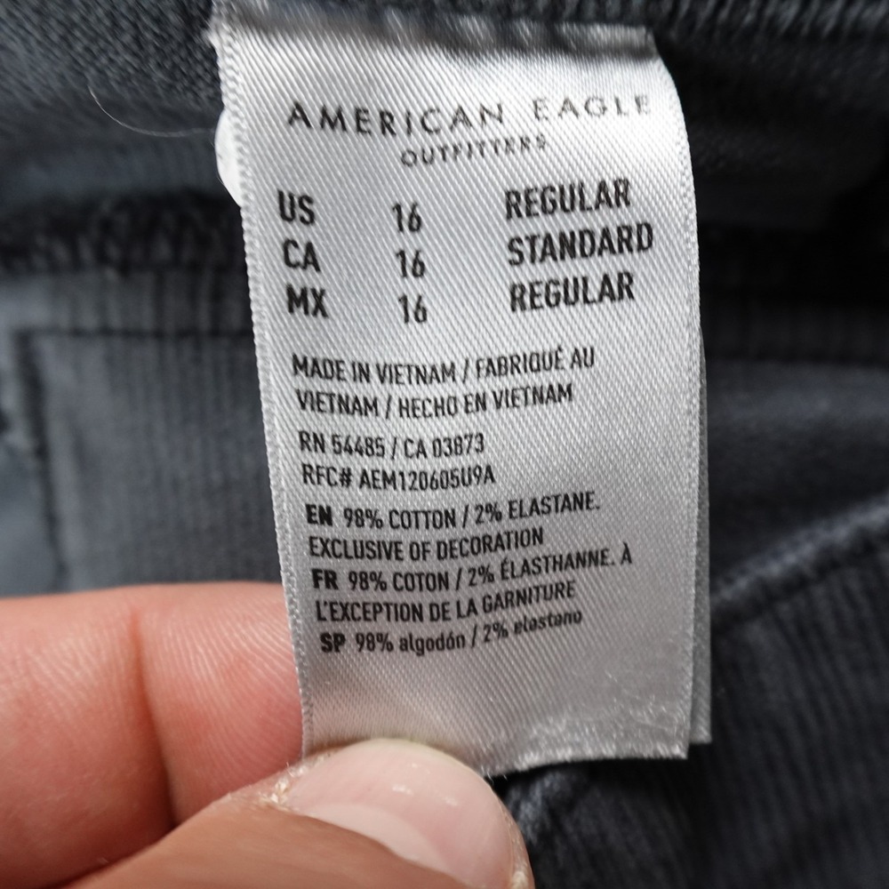 NEW American Eagle Jeans Womens 16 Blue Gray Corduroy Hi Rise Flare Flex Stretch - Picture 10 of 14